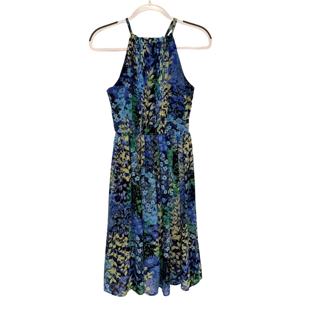 Nicole Miller Studio blue floral dress size 4 - Picture 5 of 14